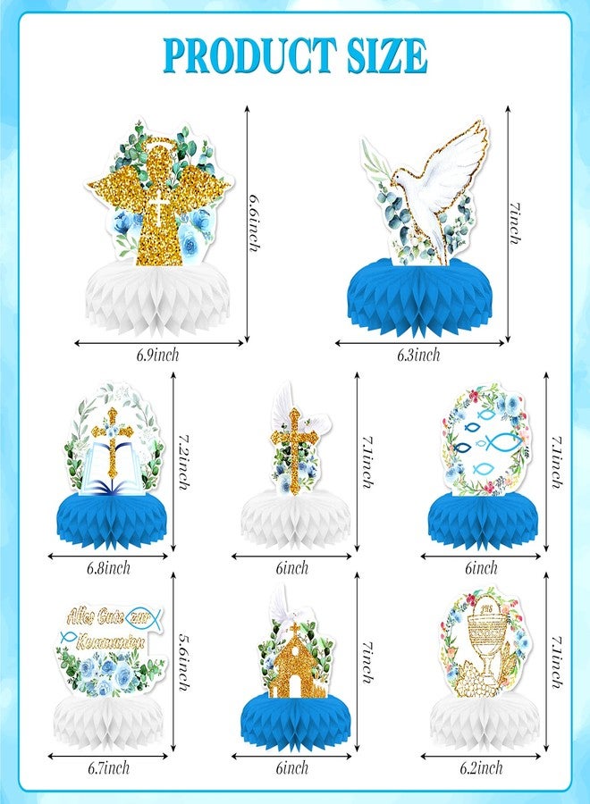 KSKSPE Baptism Party Decorations,KSKSPE 8 PCS Baptism Centerpieces for Tables Honeycomb Centerpieces 3D Baptism Theme Birthday Party Decor Supplies - Image 2